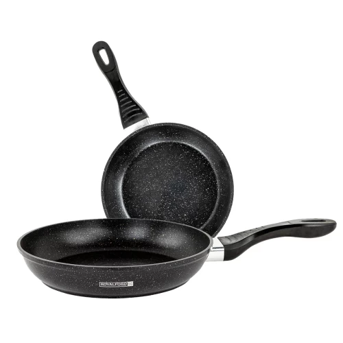 MARBLE BLACK FRYING PAN SET (2 PIECE) BY ROYALFORD