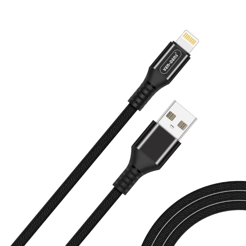 USB to Lightning Fast Charging Cable 2A Nylon Cable Black (1.5 Metre)